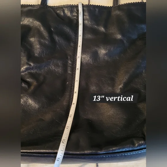 Latico Dark Blue Leather Tote Bag With Floral Lining 13x13 - Picture 8 of 13